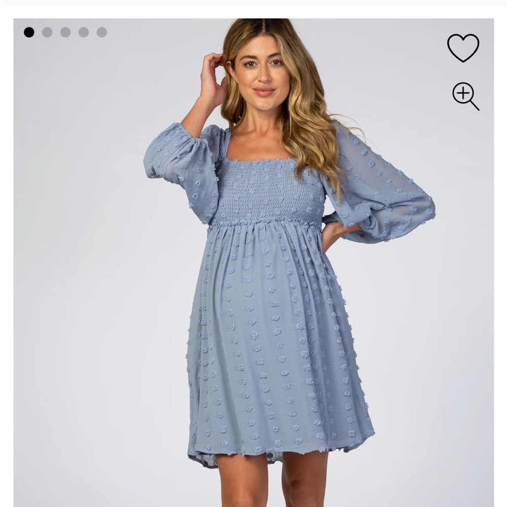 Maternity Pink Blush Blue Textured Dress